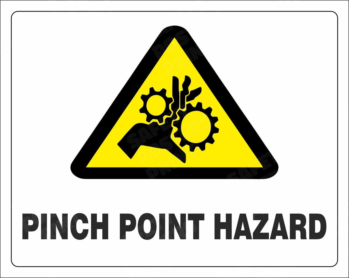 Pinch point hazard machine safety sign