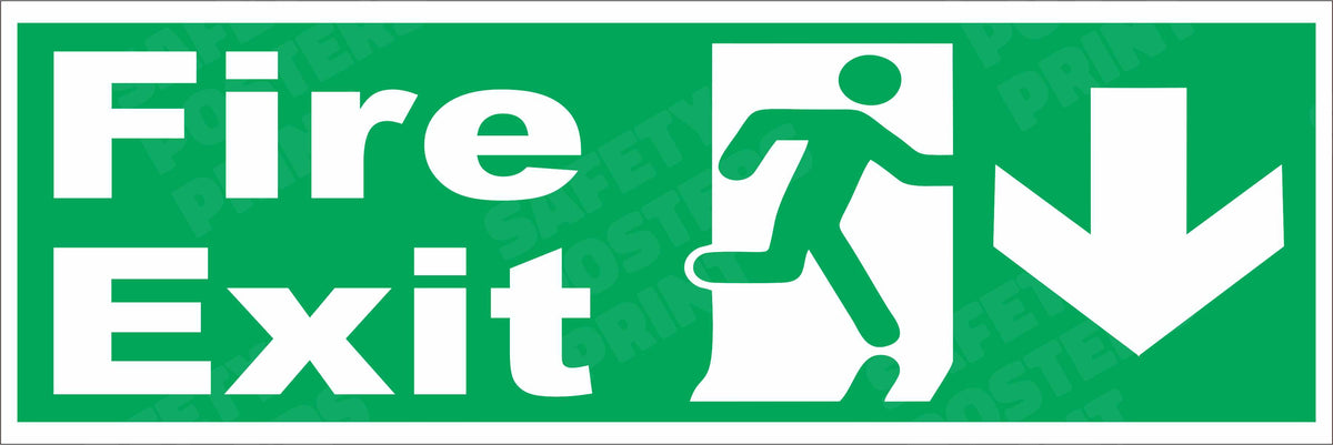 Fire Exit - Down Arrow with Running Man - Safety Sign - EMG-93