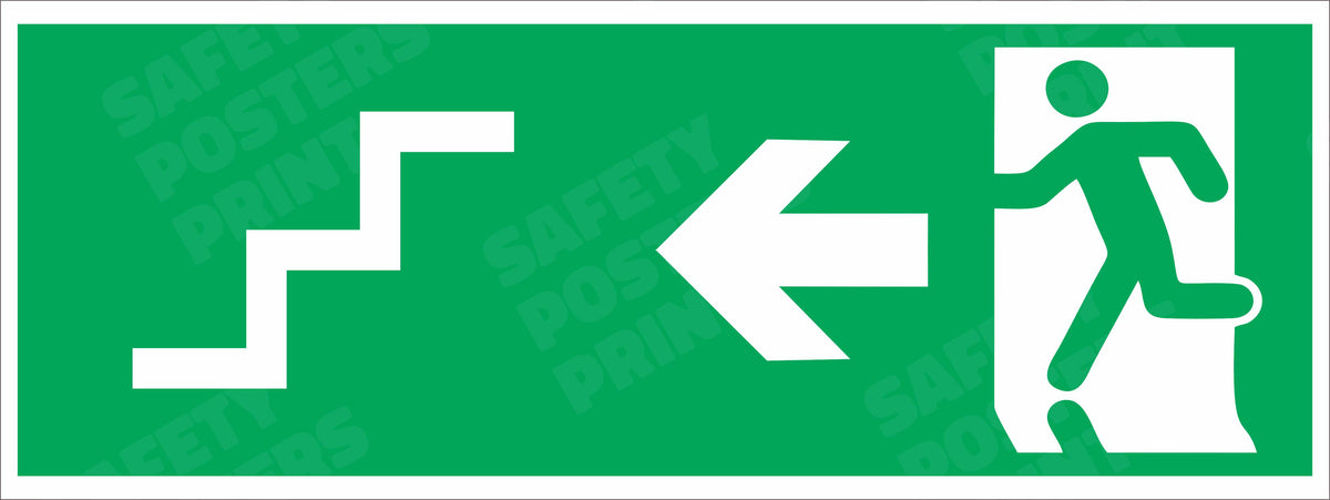 Exit Stairway - Left Arrow - Emergency Safety Sign - EMG-109