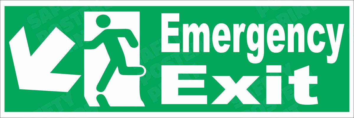 Emergency Exit - Down Left Arrow - Safety Sign - EMG-81