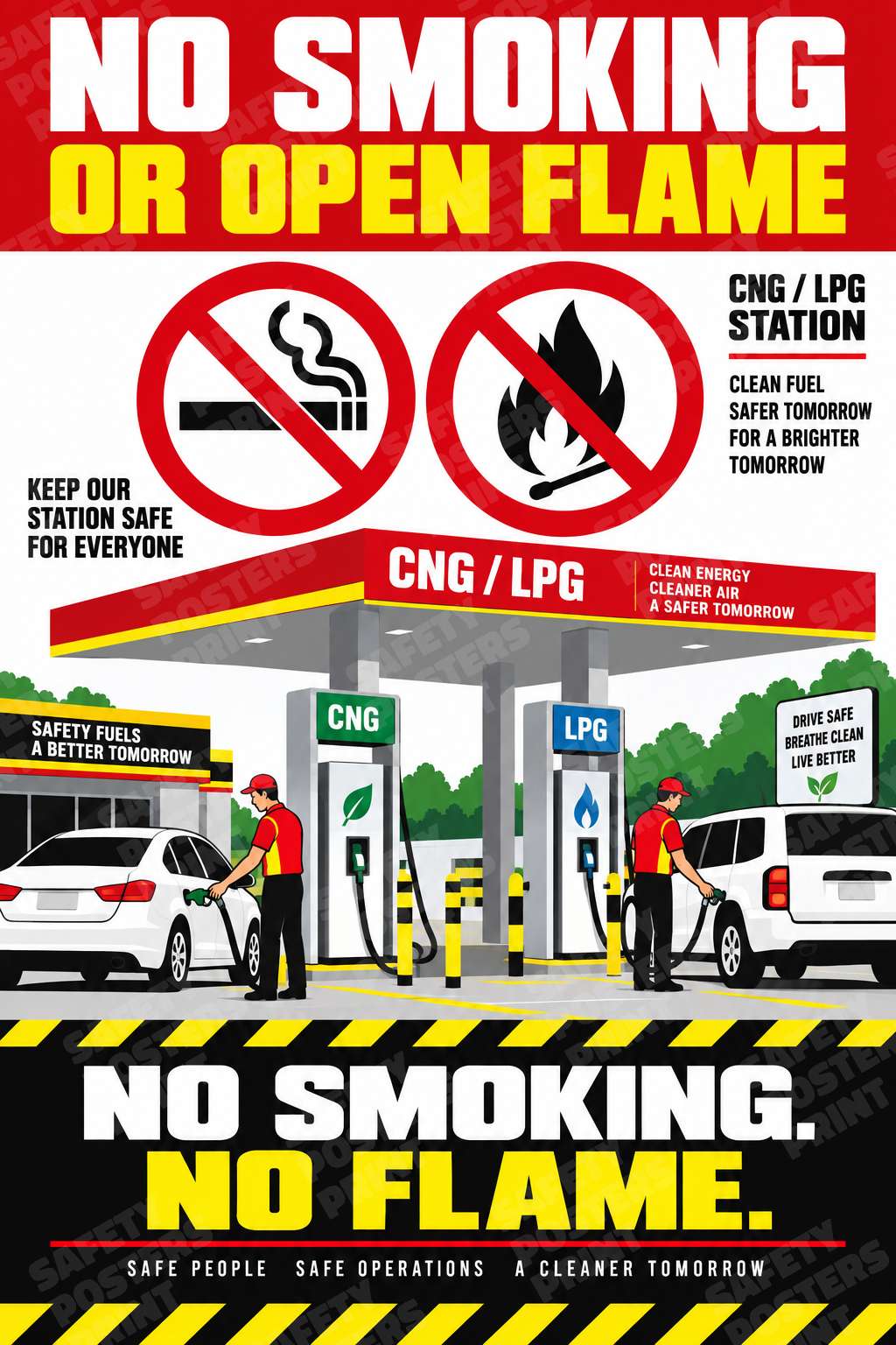 No Smoking or Open Flame - CNG LPG Station Safety