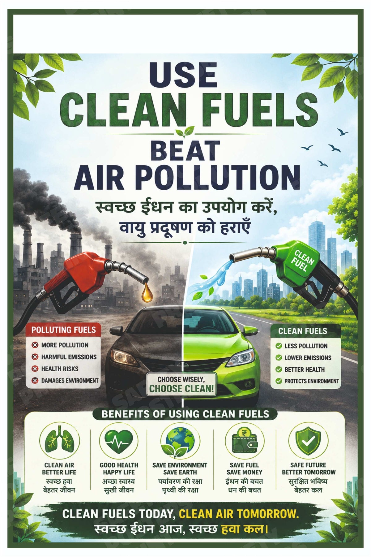 ENV-28 Use Clean Fuels - Beat Air Pollution workplace safety poster