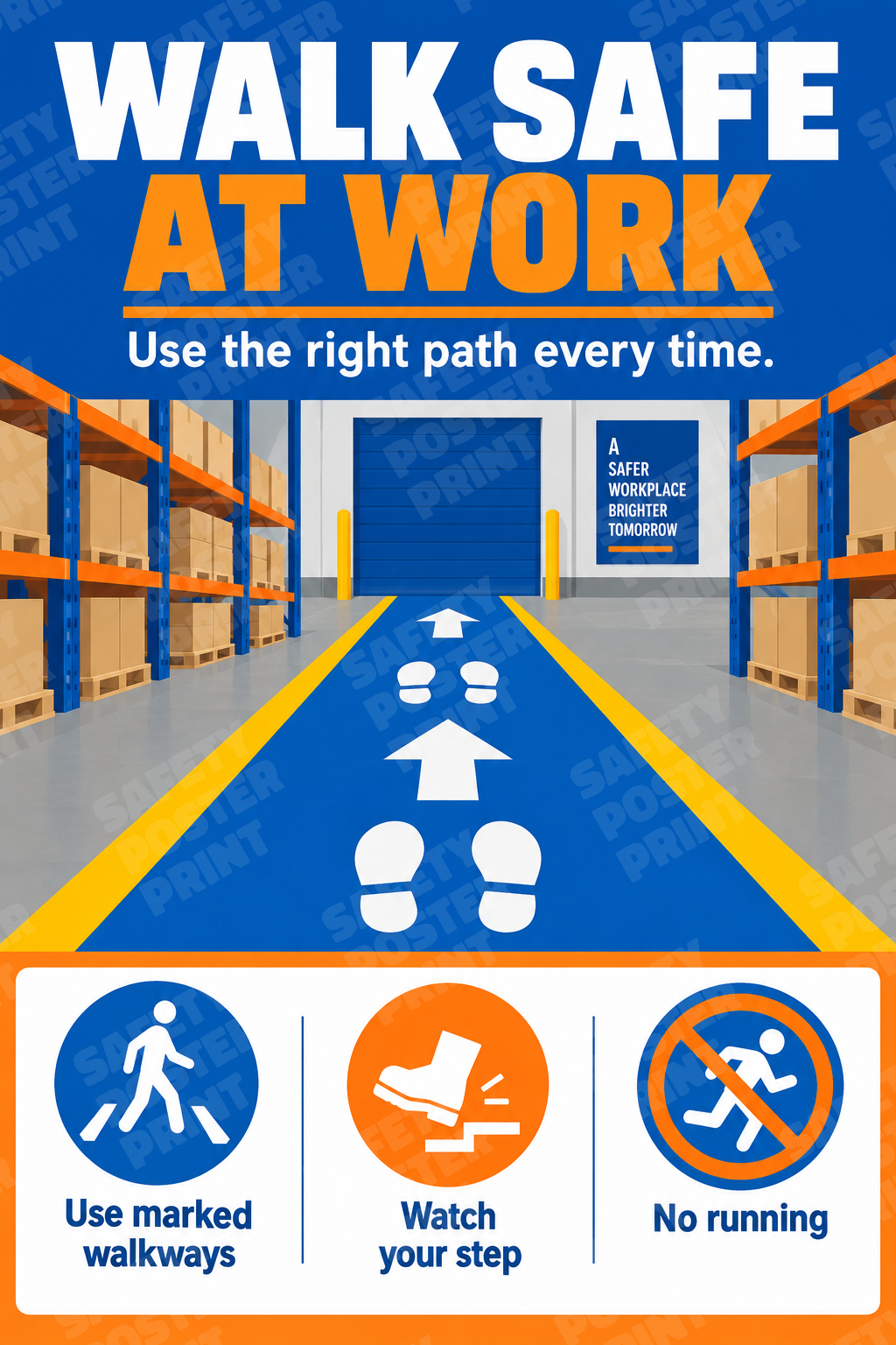 Walk Safe at Work - English vertical safety poster - H5S-82