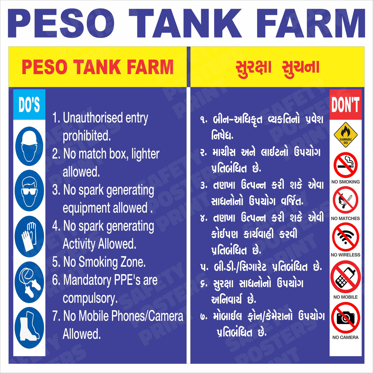 PESO Tank Farm - Do's & Don'ts Safety Sign - GS-142