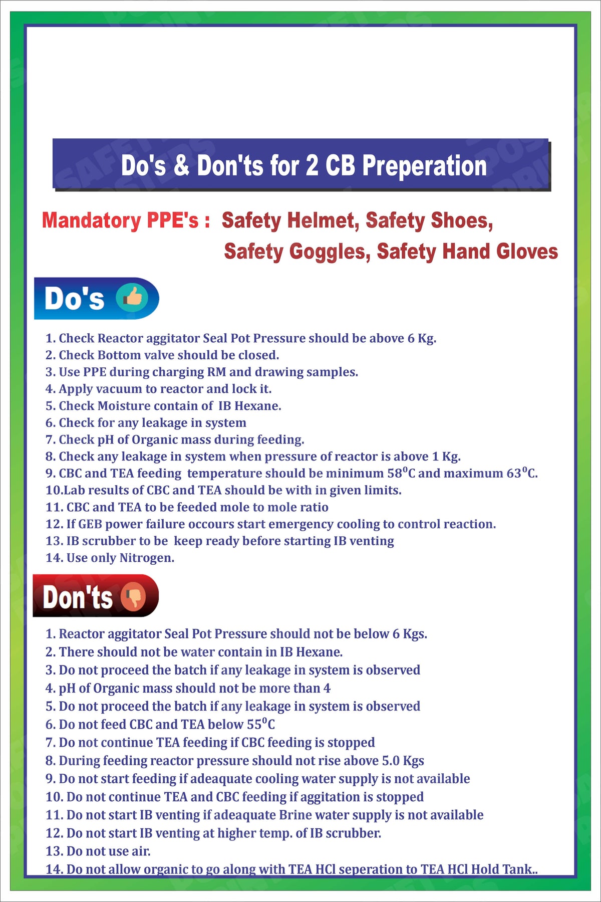 PP-53 2 CB Preparation - Do's and Don'ts workplace safety poster