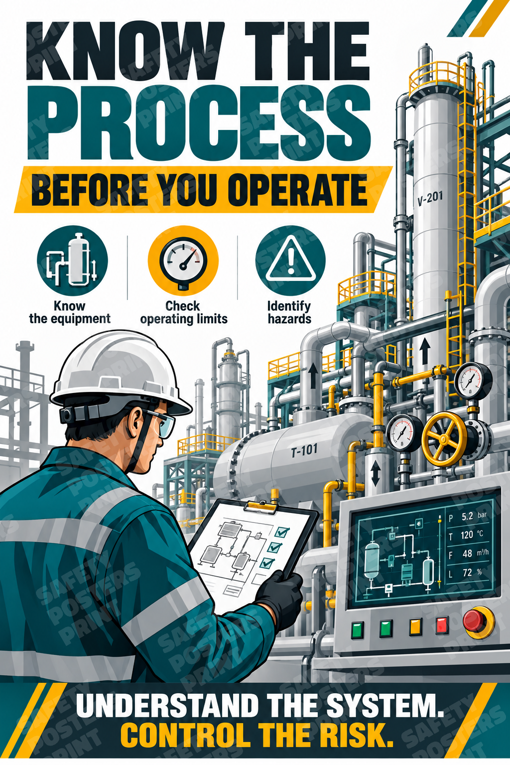 PP-6 Know the Process Before You Operate. Workplace safety poster.