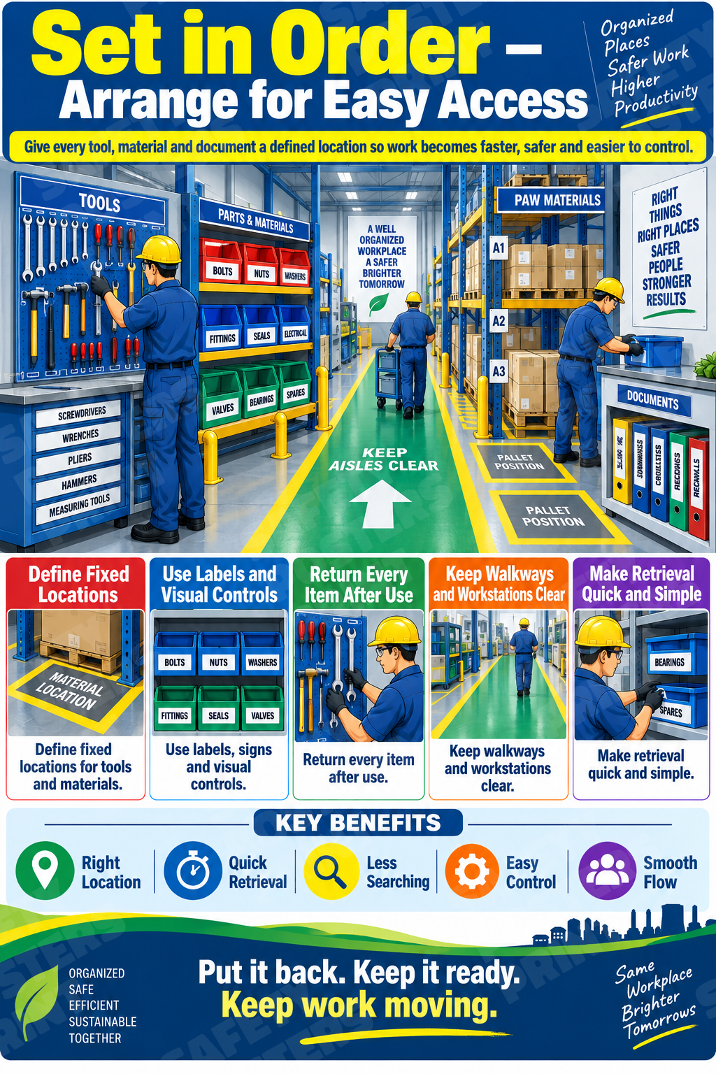 Set in Order - Arrange for Easy Access industrial poster SMS-148