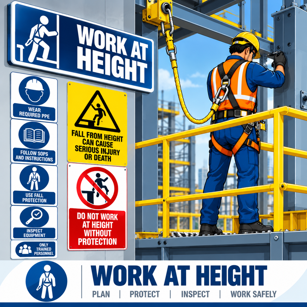 Work at Height Safety Posters & Fall Protection Signs
