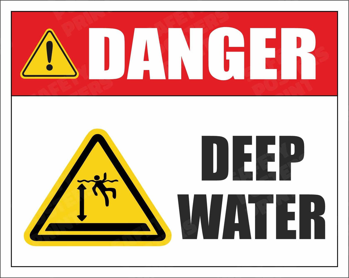 Danger deep water safety sign