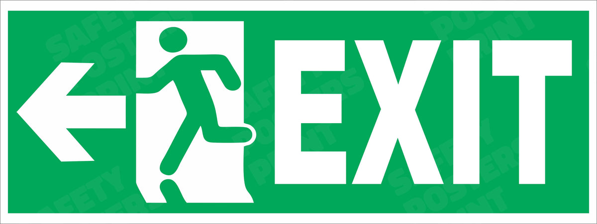 Exit - Left Arrow with Running Man - Emergency Sign - EMG-123