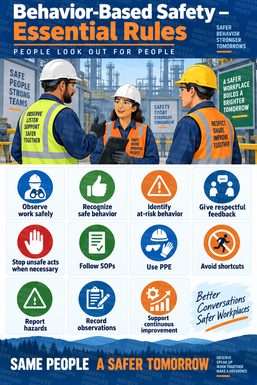 Behavior-Based Safety - Essential Rules safety poster