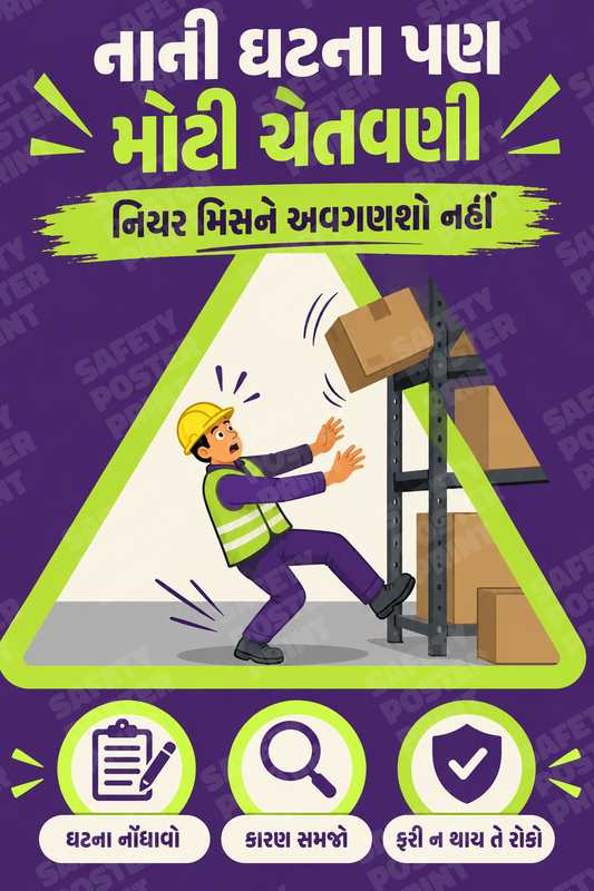 A Small Incident Is a Big Warning - Gujarati vertical safety poster - BBS-70