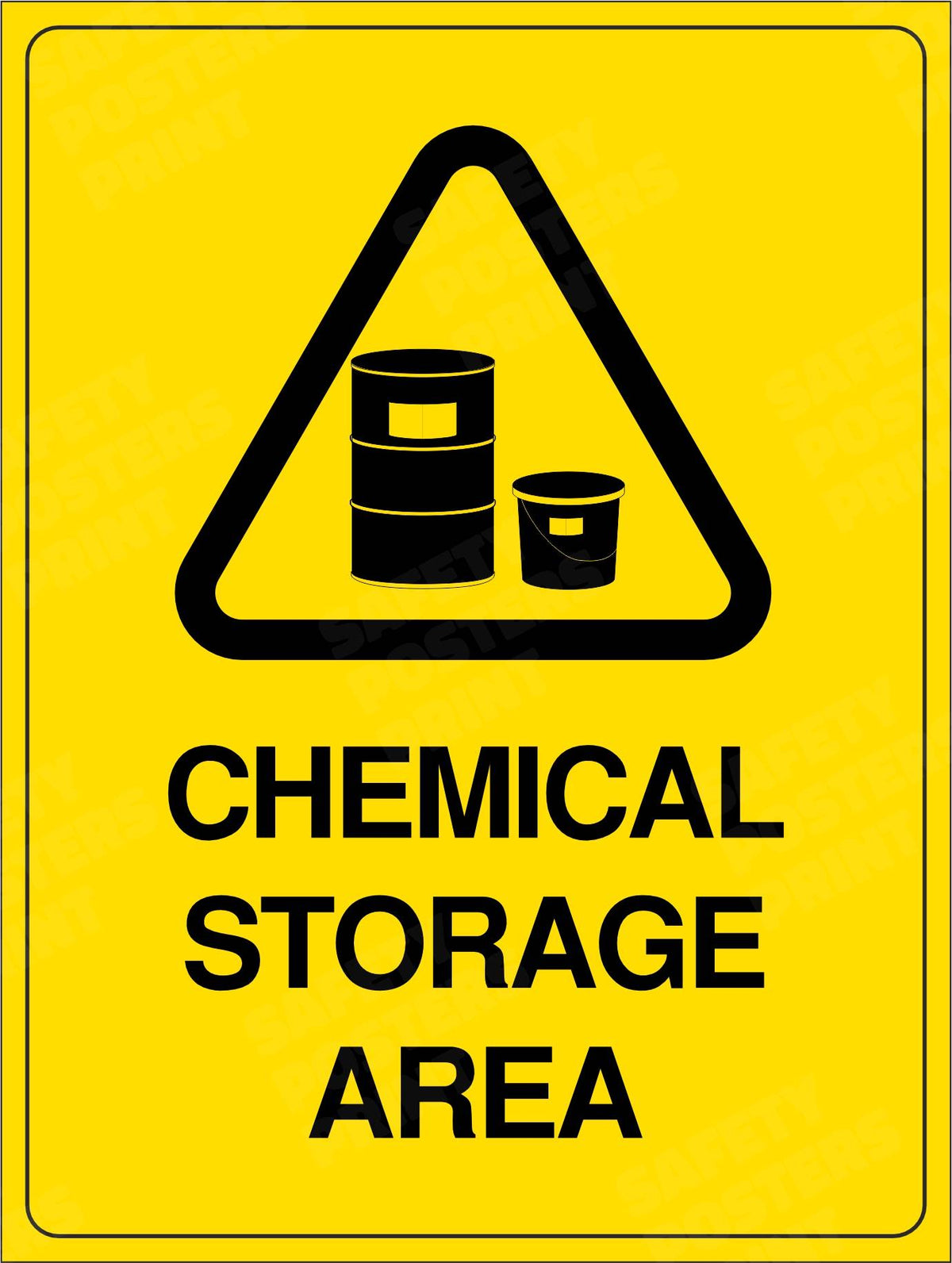 CHM-17 Chemical Storage Area - Warning Sign. Workplace safety poster.