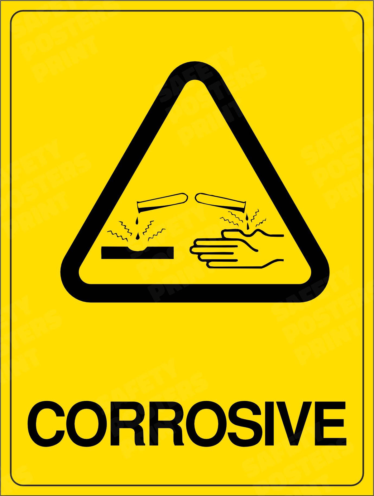 CHM-18 Corrosive Chemical Hazard - Warning Sign. Workplace safety poster.
