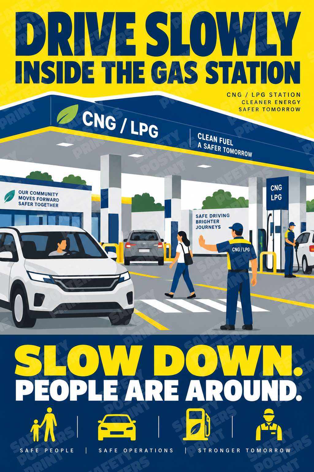 Drive Slowly Inside the Gas Station