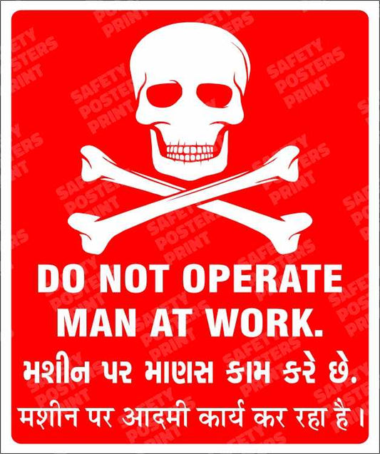 Danger - Do Not Operate, Man at Work - Trilingual - DNG-23
