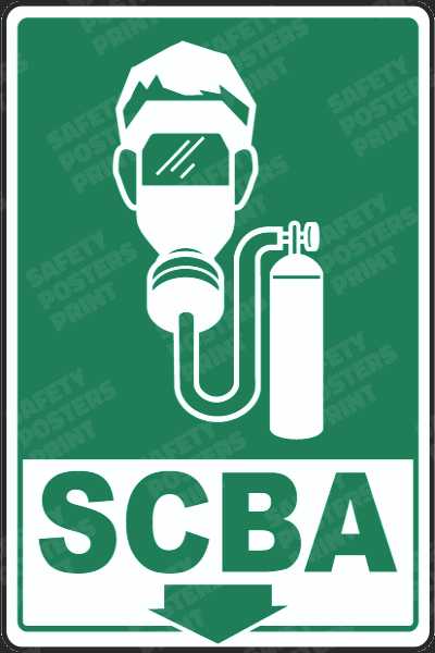 EMG-74: SCBA Equipment Location Sign. English vertical workplace safety poster.