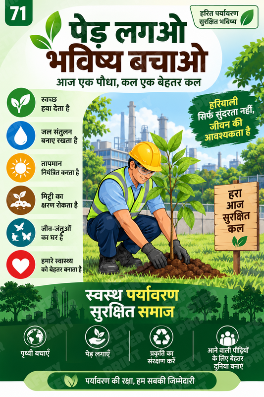 Plant Trees, Build the Future - Hindi vertical safety poster - ENV-52