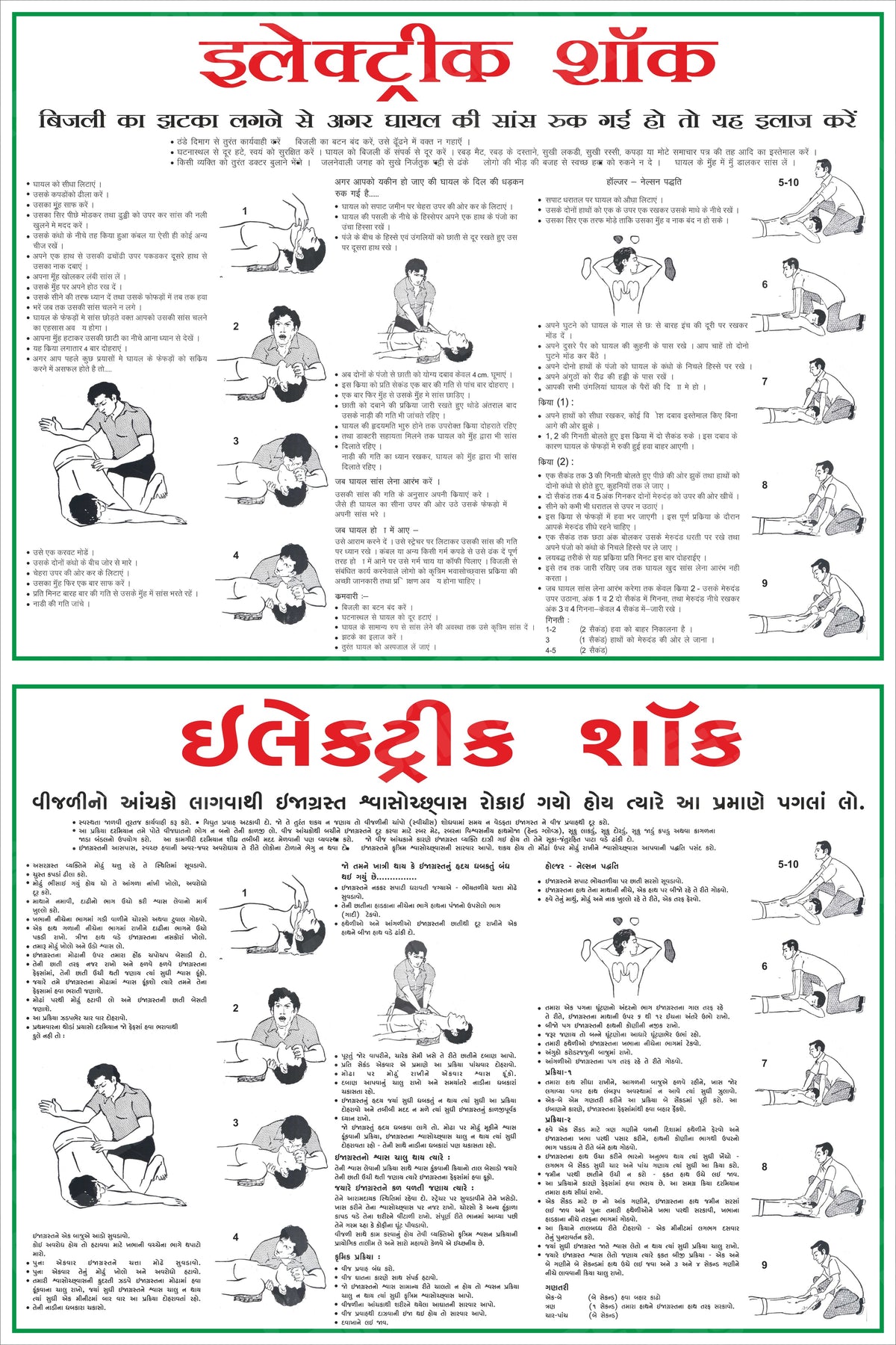 ES-39 Electric Shock First Aid - Gujarati Composite Guide workplace safety poster