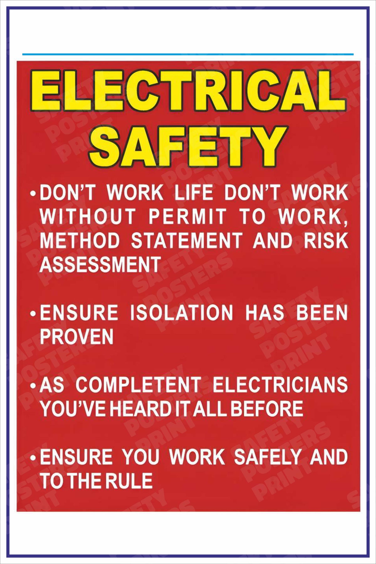 ES-42 Electrical Safety - Work Permit, Isolation and Risk Assessment workplace safety poster