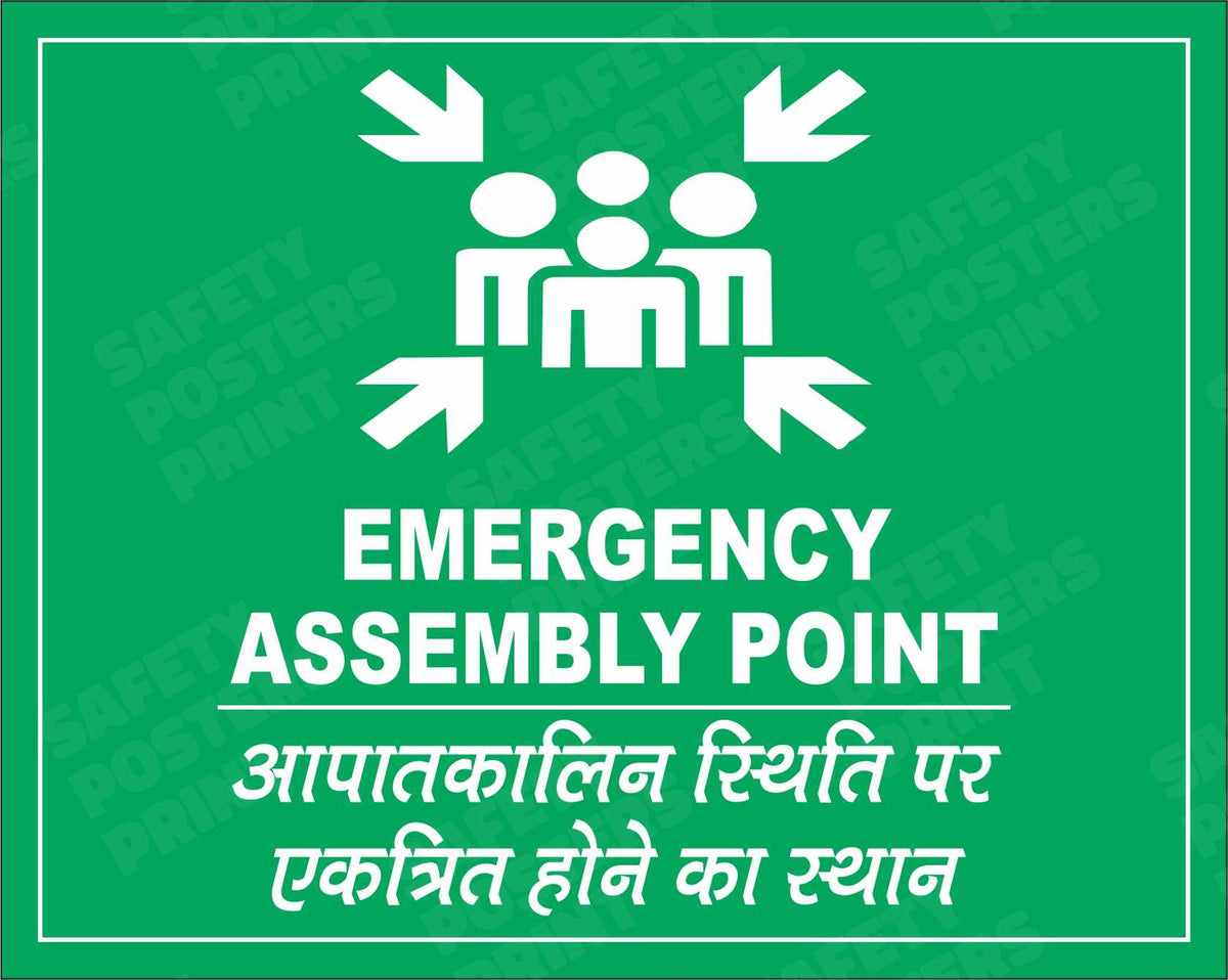 Emergency Assembly Point - Bilingual Green Sign