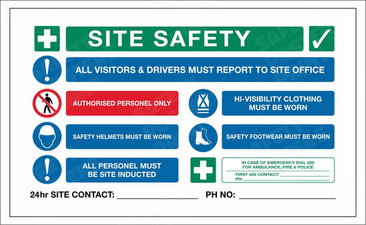 Site Safety Rules and Emergency Contact Board
