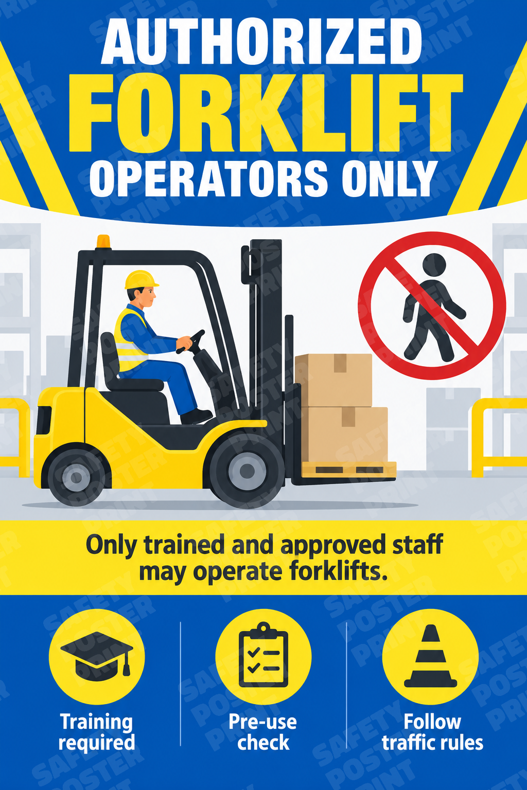 Authorized Forklift Operators Only - English vertical safety poster - FLT-54