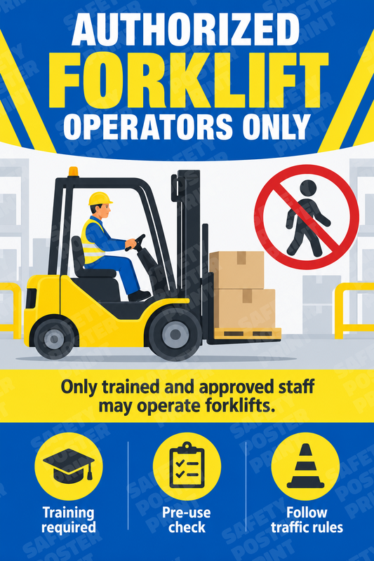 Authorized Forklift Operators Only - English vertical safety poster - FLT-54