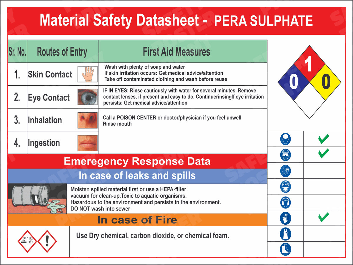 Pera Sulphate - Material Safety Datasheet Chart - English horizontal safety poster - GHS-130
