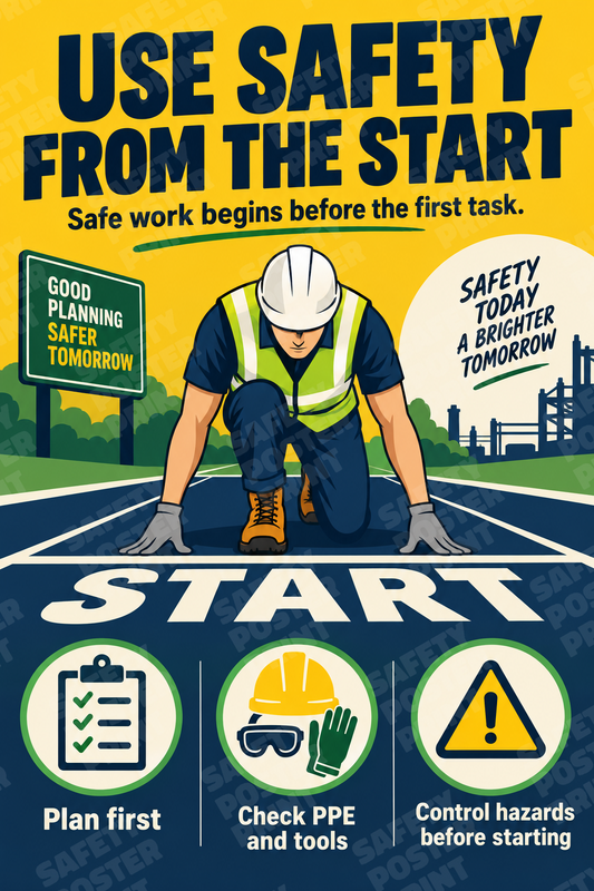 Use Safety From the Start - English vertical safety poster - GS-133