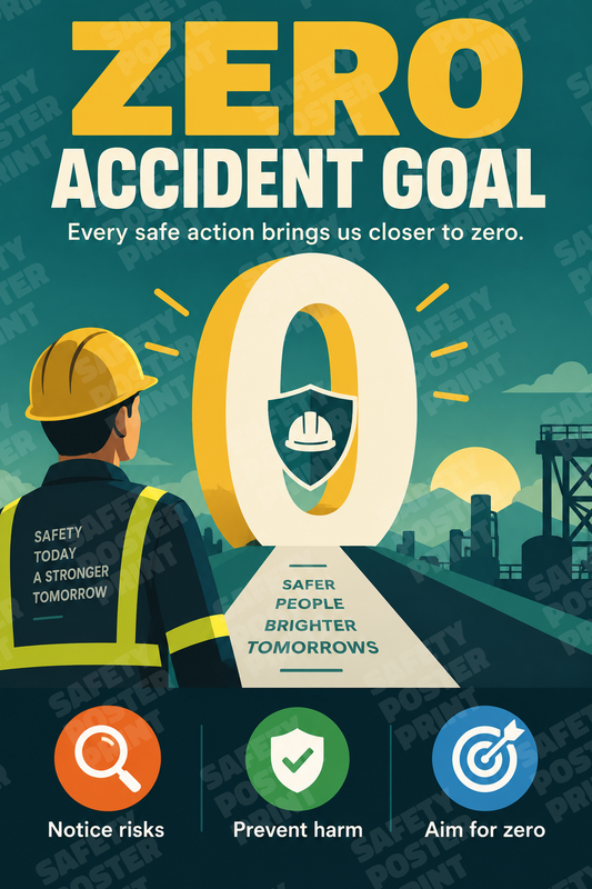 Zero Accident Goal - English vertical safety poster - GS-136