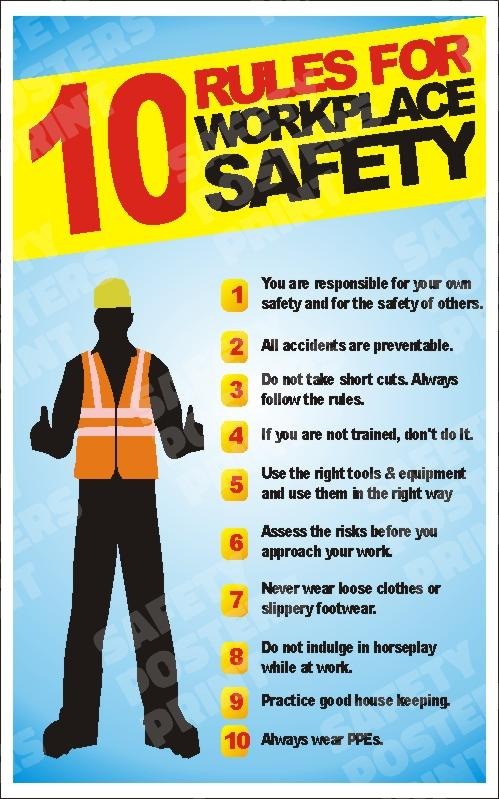 GS-41 10 Rules for Workplace Safety. Workplace safety poster.