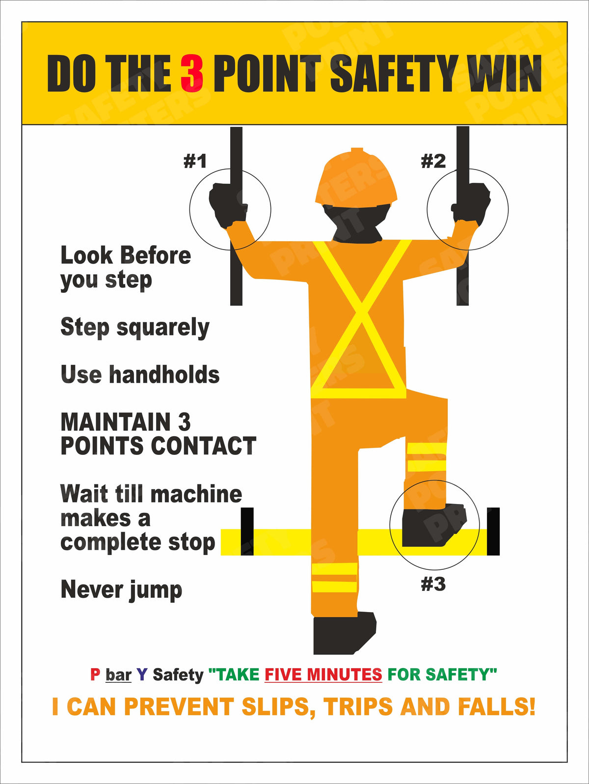 3 Point Safety - Maintain Three Points of Contact - Safety Poster - GS-67