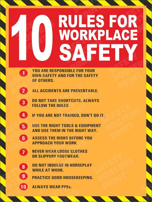 10 Rules for Workplace Safety - Safety Poster - GS-68