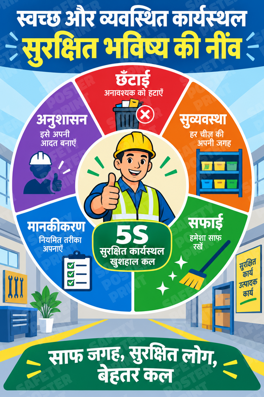 5S - Clean and Organized Workplace - Hindi vertical safety poster - H5S-78