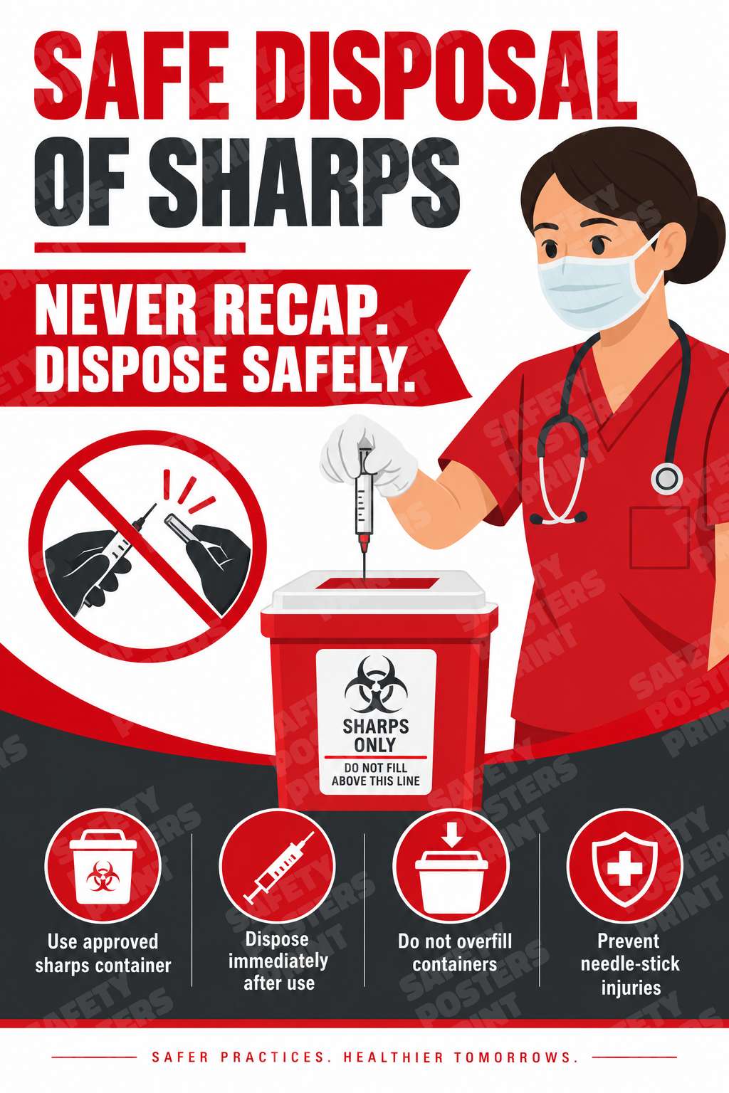 Safe Disposal of Sharps - Never Recap Dispose Safely