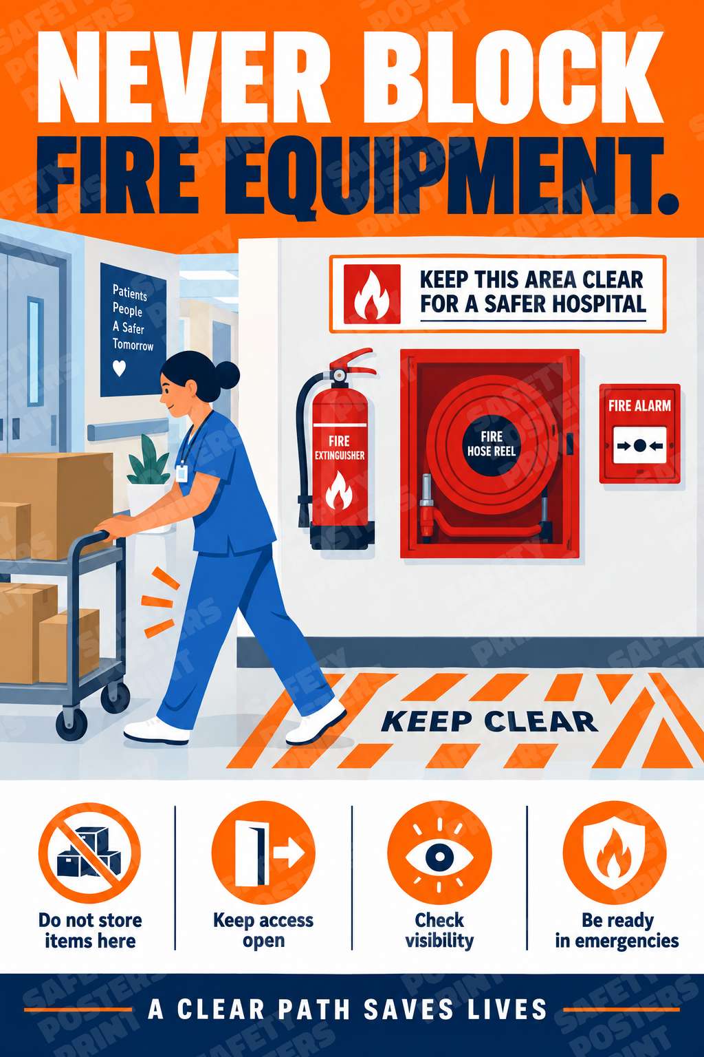 Never Block Fire Equipment - Keep Hospital Access Clear