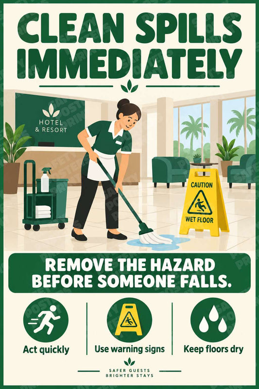 Clean Spills Immediately - Remove the Hazard Before Someone Falls