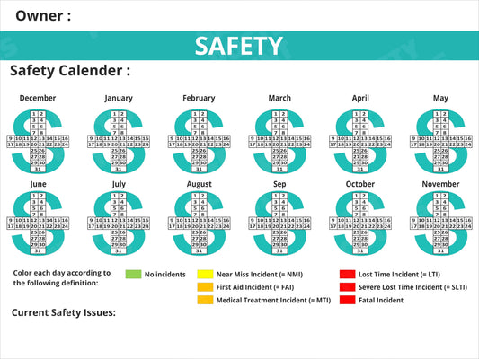 Annual Safety Calendar and Incident Tracking Board