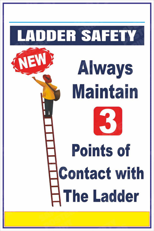 Ladder Safety - Always Maintain 3 Points of Contact - Safety Poster - LDR-23