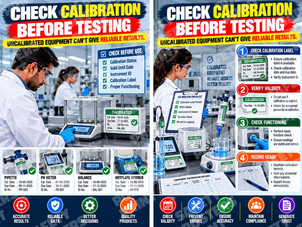 LQC-23 Check Calibration Before Testing. Landscape artwork containing two separate calibration posters, retained for review.