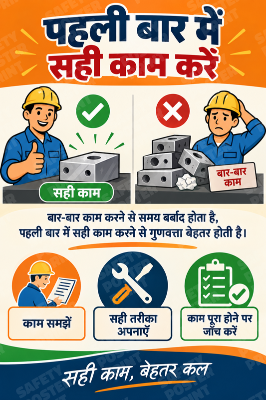Do It Right the First Time - Hindi vertical safety poster - LQC-86