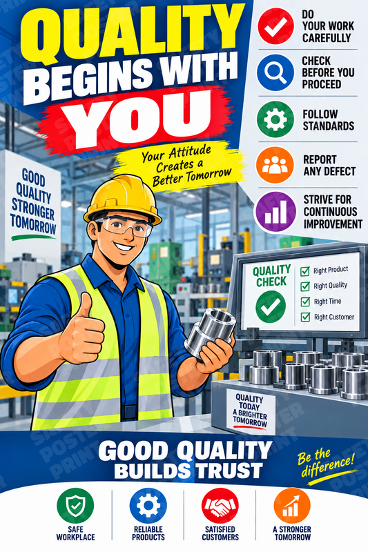 Quality Begins With You - Reliable Products - English vertical safety poster - LQC-88