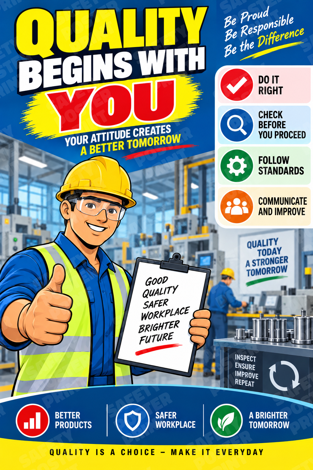 Quality Begins With You - Be Responsible - English vertical safety poster - LQC-89