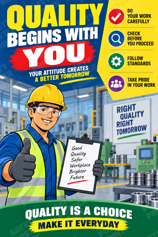 Quality Begins With You - Make It Every Day - English vertical safety poster - LQC-90