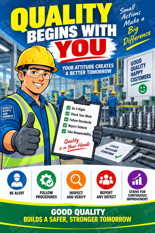 Quality Begins With You - Small Actions, Big Difference - English vertical safety poster - LQC-91