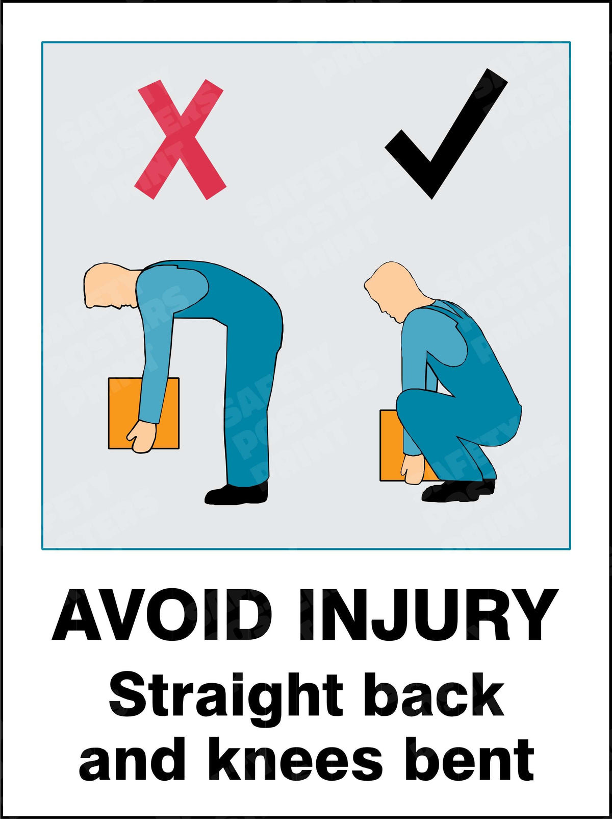 Avoid Injury - Straight Back and Knees Bent - Safety Poster - MH-29