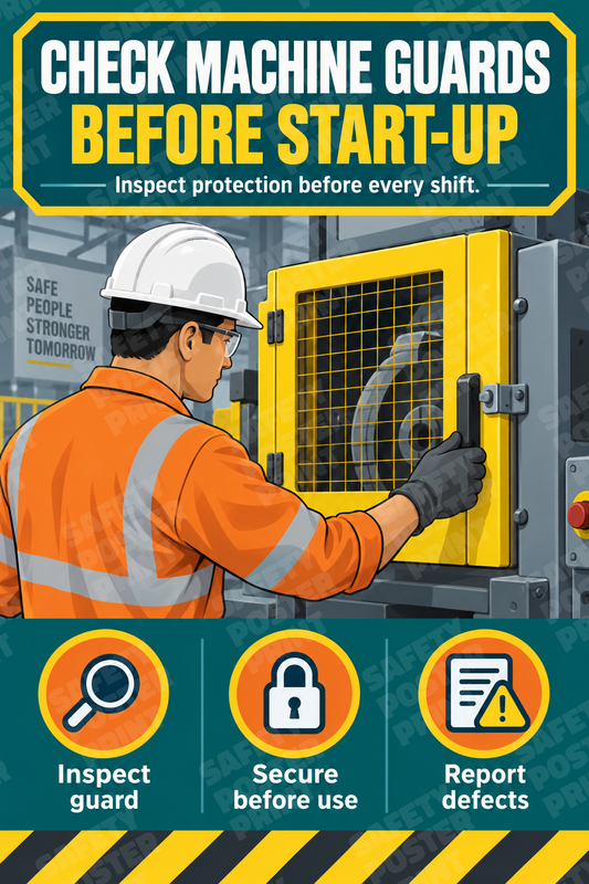 Check Machine Guards Before Start-Up - Inspection - English vertical safety poster - MS-58