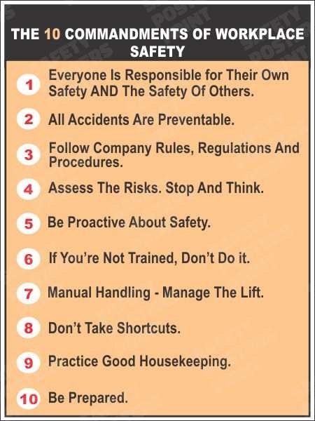10 Commandments of Workplace Safety