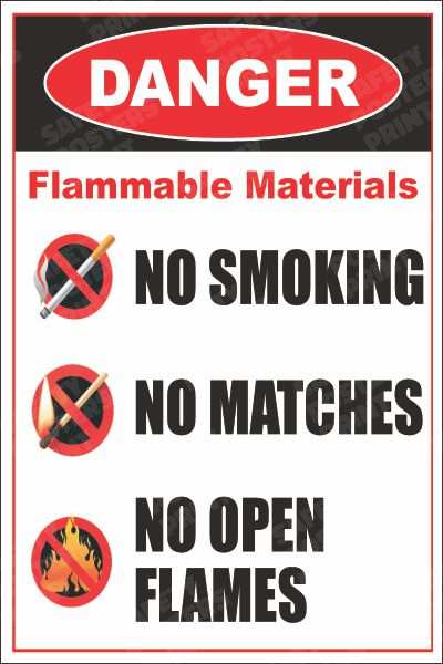 Flammable Materials - No Smoking, No Matches, No Open Flames - FP-33 safety poster